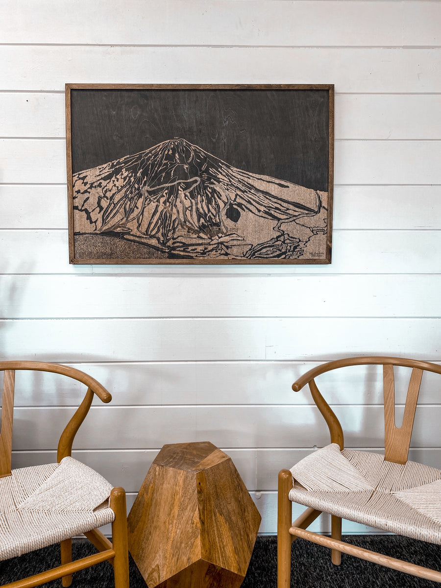 Mt Bachelor Ski Map Wood Artwork – Birch and Home