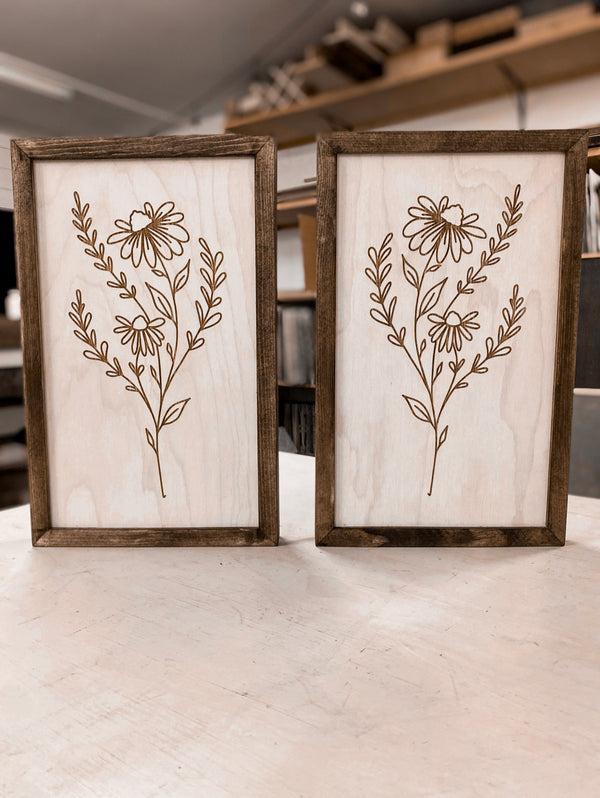 Two Piece Flower Artwork Set