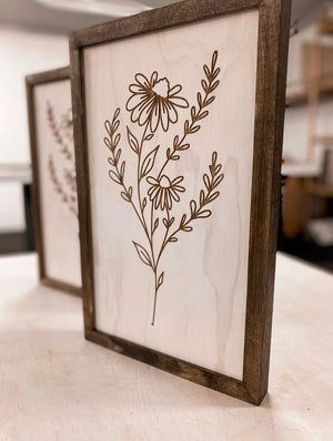 Two Piece Flower Artwork Set