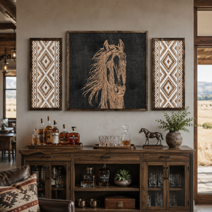 Aztec And Horse Hand Sketched Artwork Set