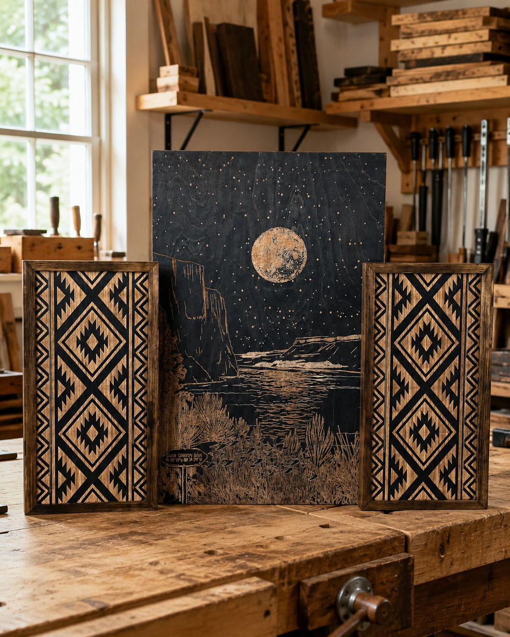 Billy Chinook Lake And Aztec Artwork Set