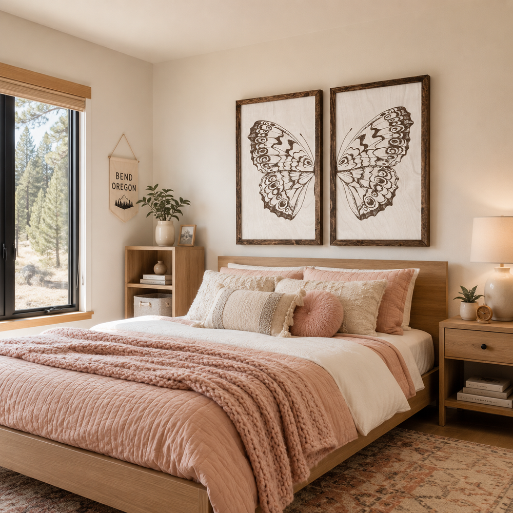 Butterfly Wood Wall Art |  2 Piece Set
