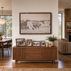 Hand Sketched Hoodoo Ski Area Lodge Oregon Wood Artwork