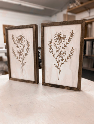 Two Piece Flower Artwork Set