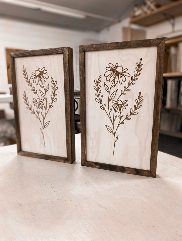 Two Piece Flower Artwork Set