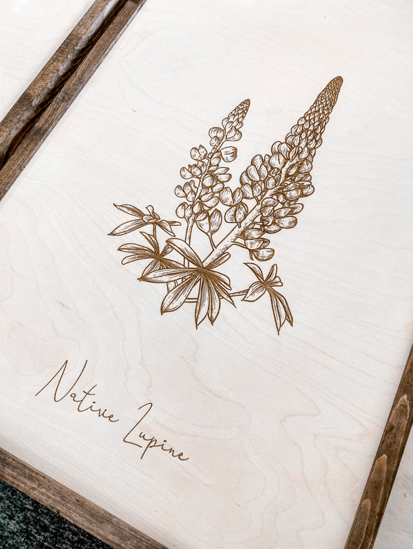 Oregon Flowers Hand Sketched Three Piece Wooden Artwork Set