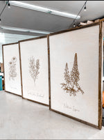 Load image into Gallery viewer, Oregon Flowers Hand Sketched Three Piece Wooden Artwork Set
