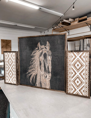 Aztec And Horse Hand Sketched Artwork Set