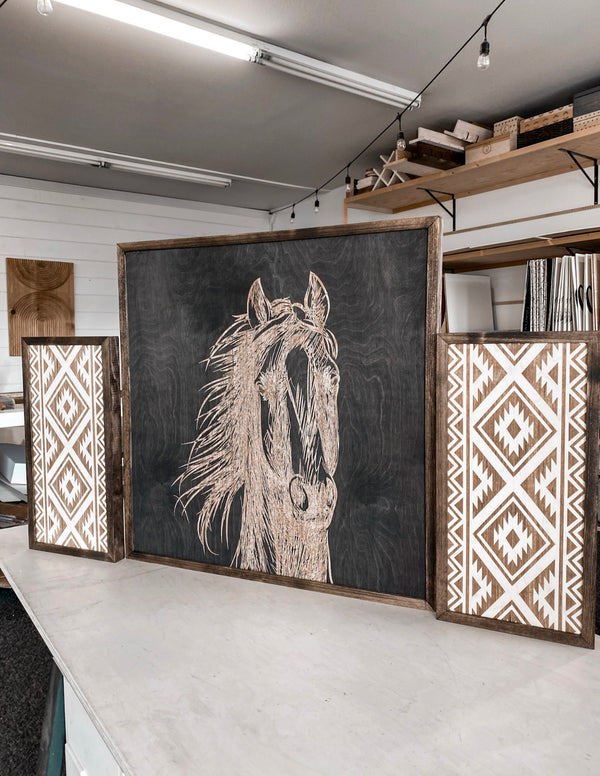 Aztec And Horse Hand Sketched Artwork Set