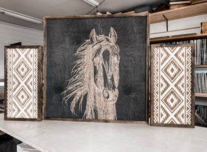 Aztec And Horse Hand Sketched Artwork Set