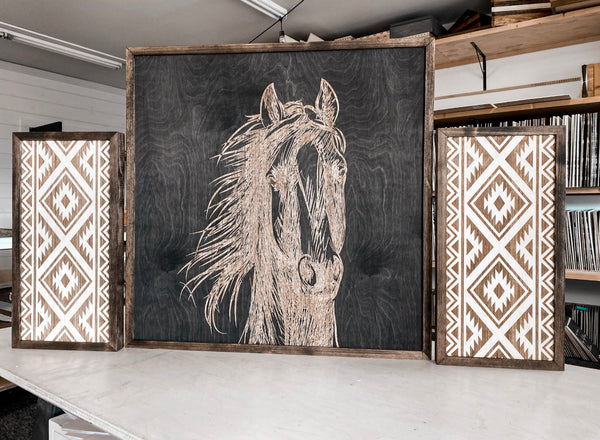 Aztec And Horse Hand Sketched Artwork Set