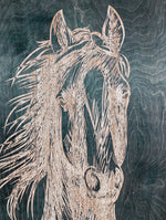 Load image into Gallery viewer, Hand Sketched Horse Laser Engraved Wooden Artwork
