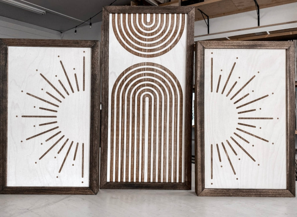 Three Piece Rainbow & Sunburst Artwork Set