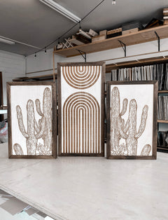 Three Piece Rainbow & Cactus Artwork Set