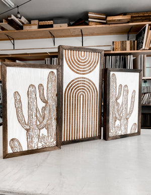 Three Piece Rainbow & Cactus Artwork Set