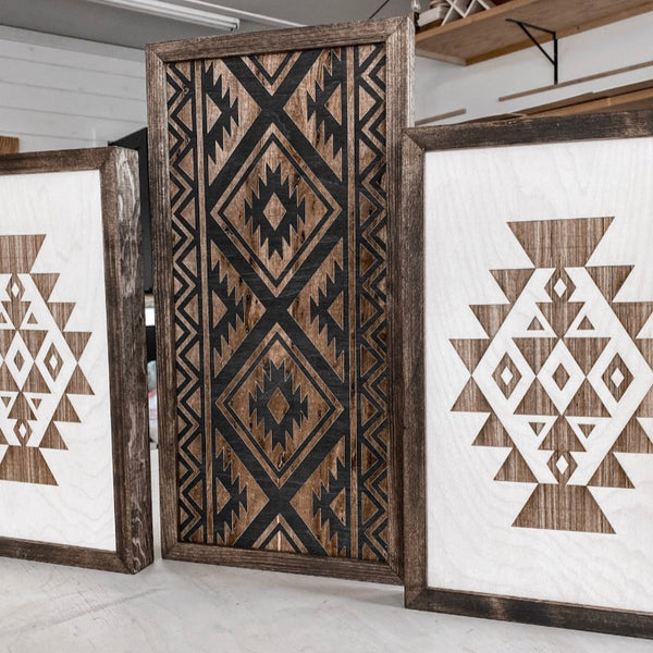 Three Piece Aztec Artwork Set