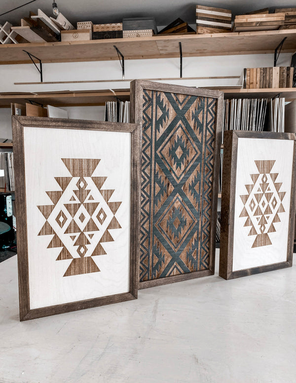 Three Piece Aztec Artwork Set