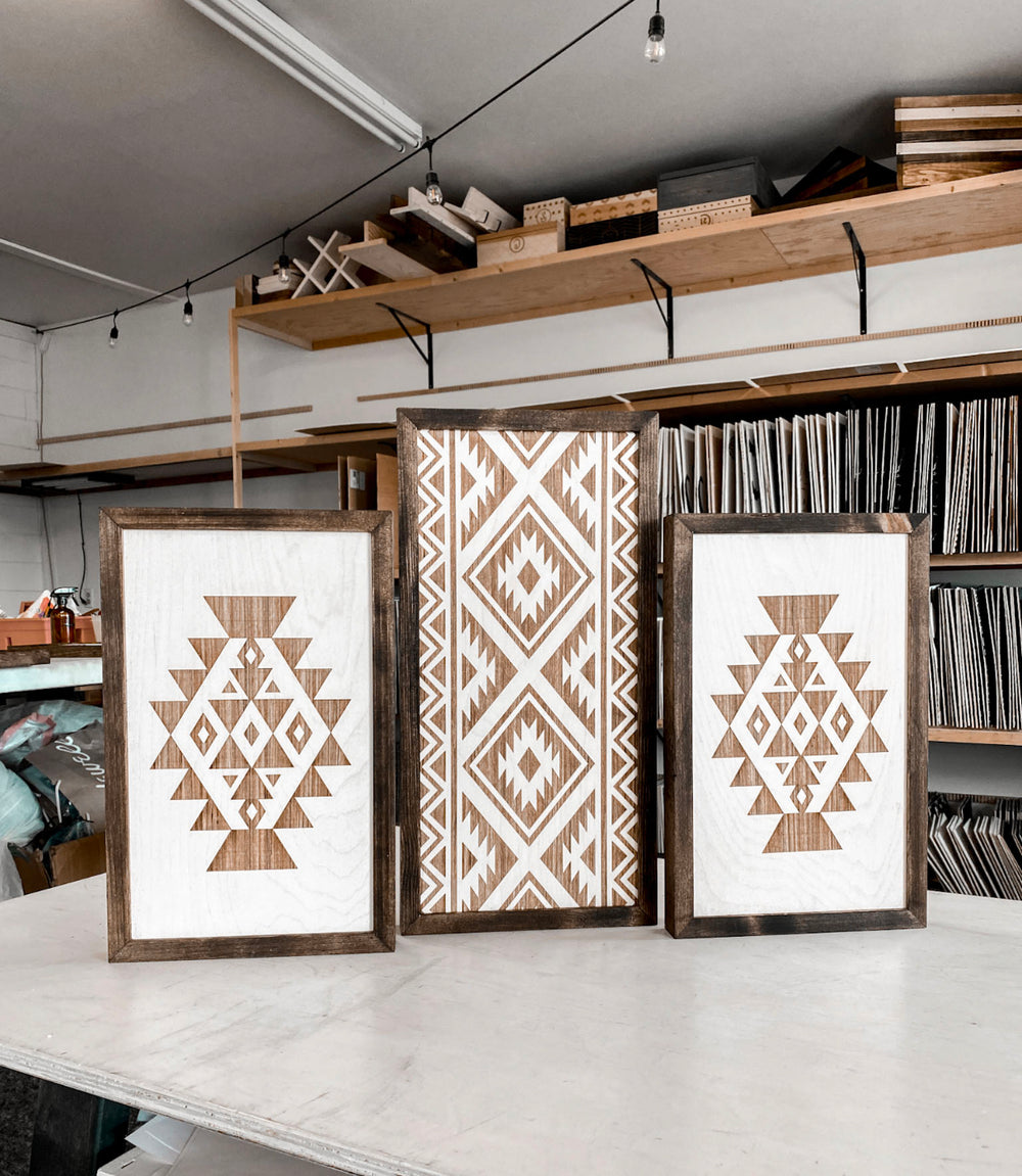 Three Piece Aztec Artwork Set