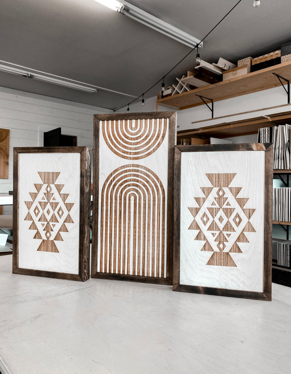 Three Piece Rainbow & Aztec Artwork Set