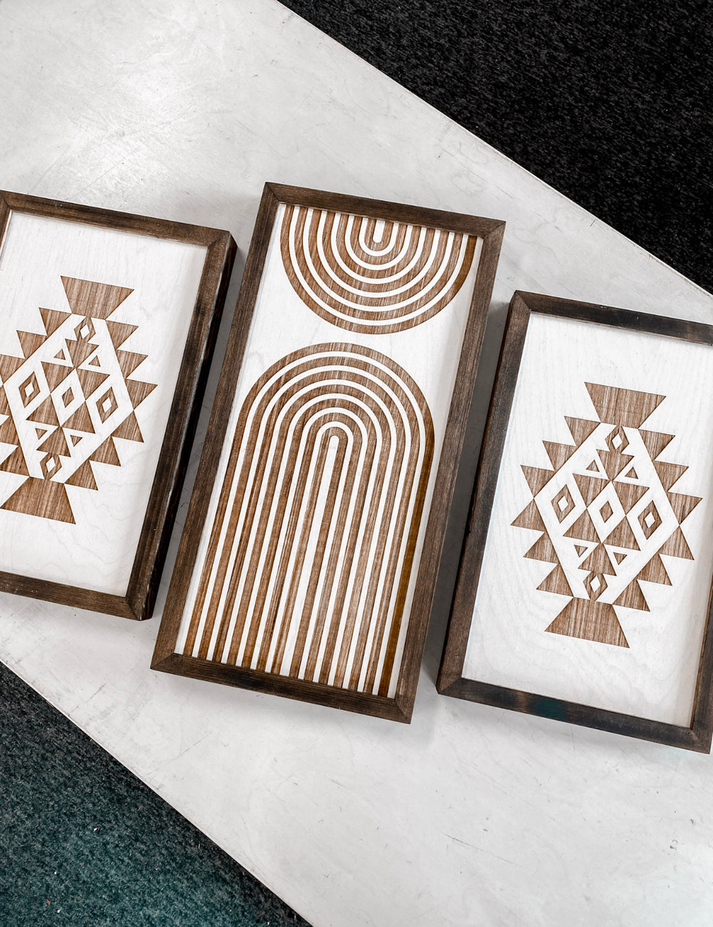 Three Piece Rainbow & Aztec Artwork Set