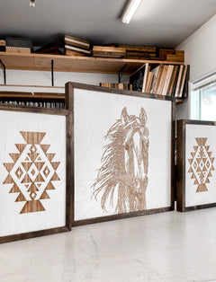 Hand Sketched Horse & Aztec Artwork Set