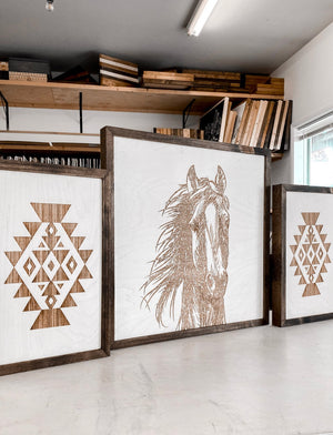 Hand Sketched Horse & Aztec Artwork Set