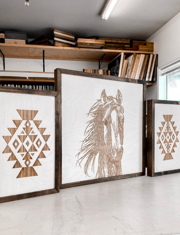 Hand Sketched Horse & Aztec Artwork Set