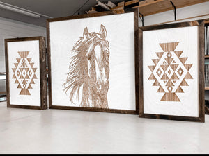 Hand Sketched Horse & Aztec Artwork Set