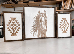 Hand Sketched Horse & Aztec Artwork Set
