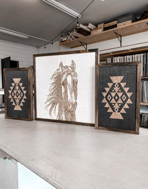 Hand Sketched Horse & Aztec Artwork Set