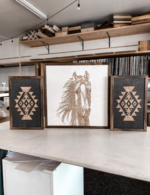 Hand Sketched Horse & Aztec Artwork Set