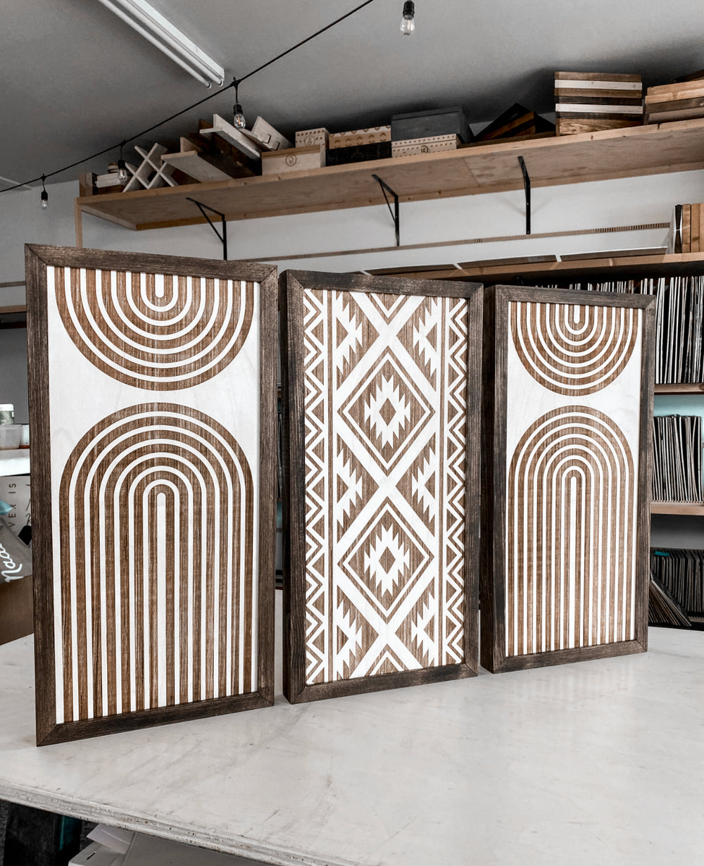 Three Piece Rainbow & Aztec Artwork Set