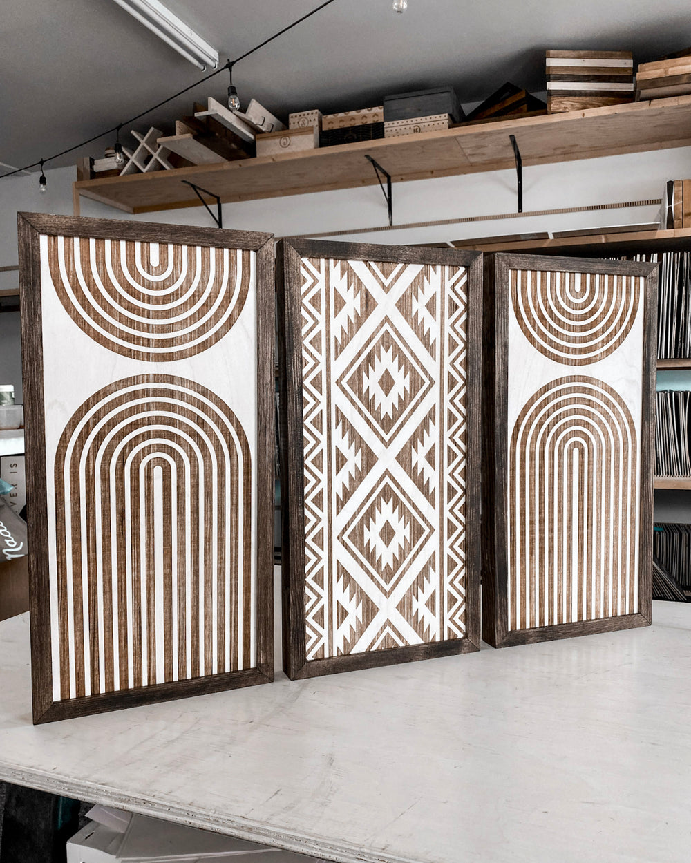 Three Piece Rainbow & Aztec Artwork Set