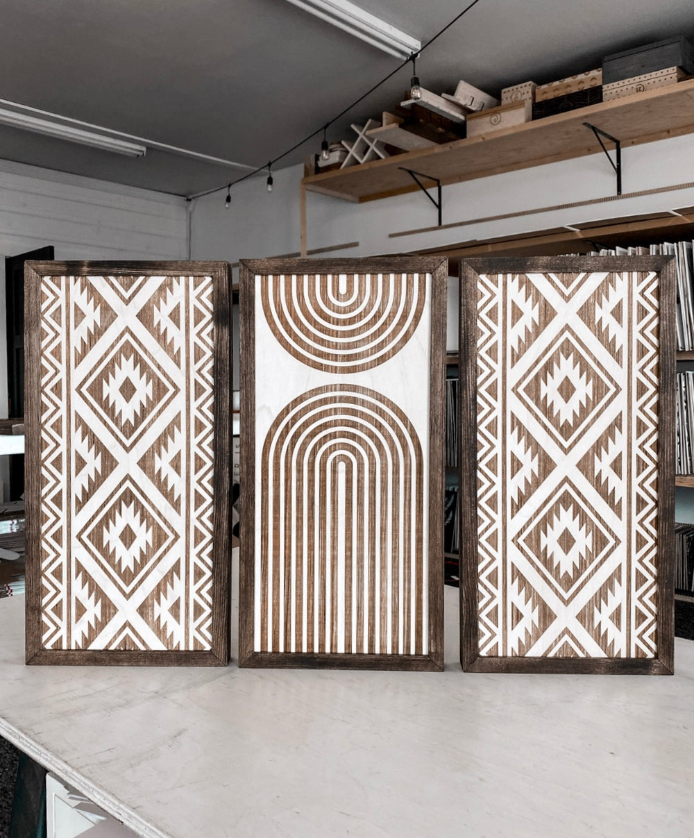 Three Piece Rainbow & Aztec Artwork Set