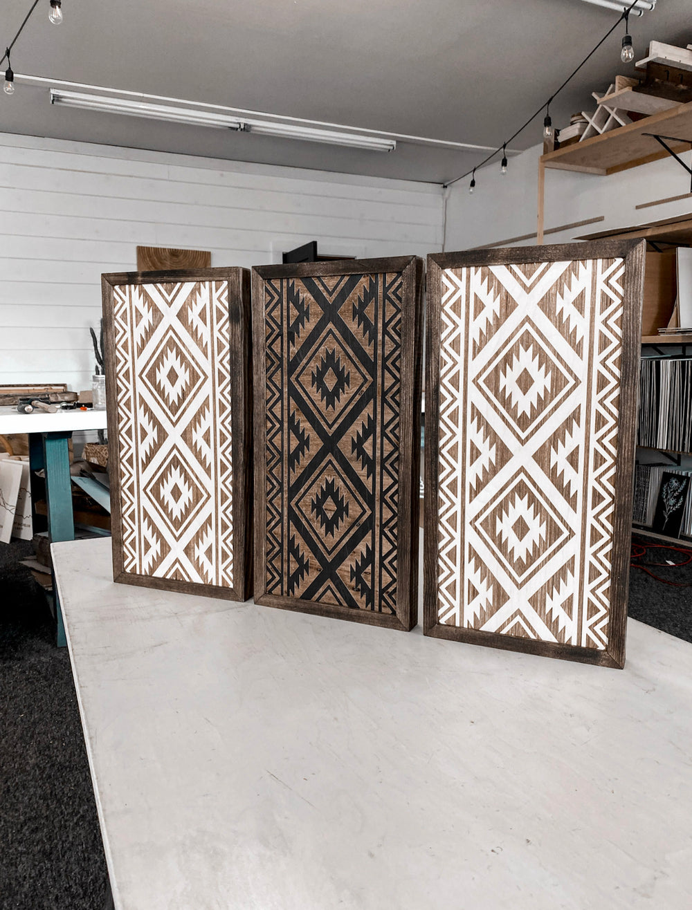 Three Piece Aztec Artwork Set
