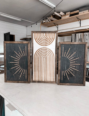 Three Piece Rainbow & Sunburst Artwork Set