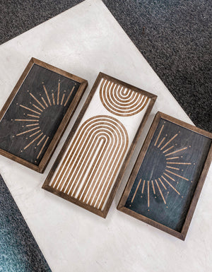 Three Piece Rainbow & Sunburst Artwork Set