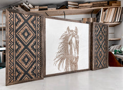 Hand Sketched Horse & Aztec Artwork Set