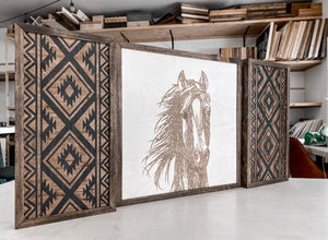 Hand Sketched Horse & Aztec Artwork Set