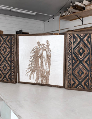 Hand Sketched Horse & Aztec Artwork Set