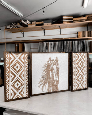 Hand Sketched Horse & Aztec Artwork Set