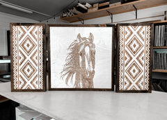 Hand Sketched Horse & Aztec Artwork Set