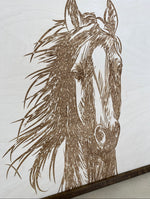 Load image into Gallery viewer, Hand Sketched Horse Wooden Artwork
