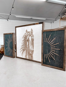 Sunburst & Horse Wooden Artwork Set
