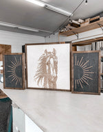 Load image into Gallery viewer, Sunburst &amp; Horse Wooden Artwork Set
