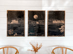 Load image into Gallery viewer, Sparks Lake Hand Sketched Three Piece Set Wooden Artwork
