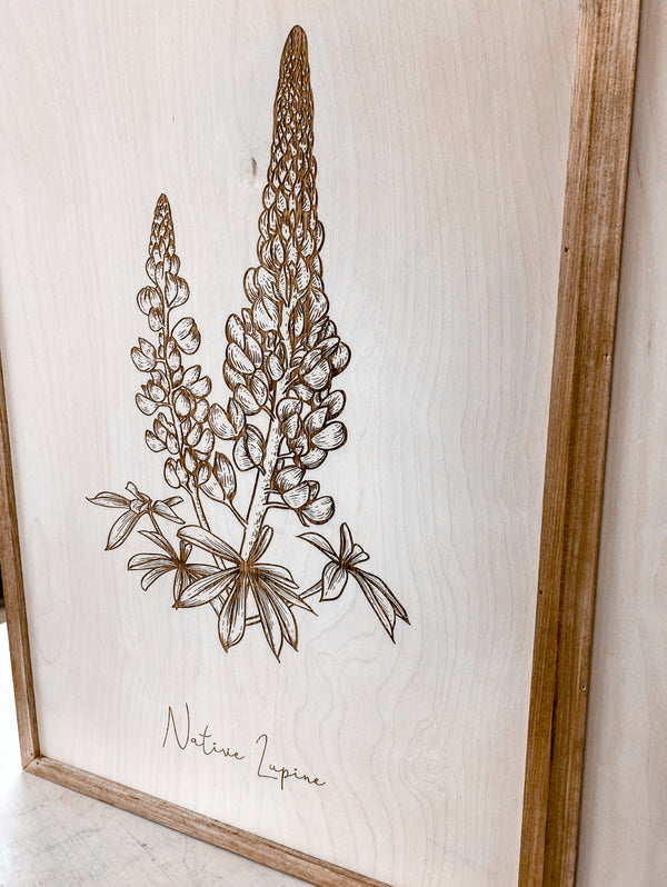Oregon Flowers Hand Sketched Three Piece Wooden Artwork Set