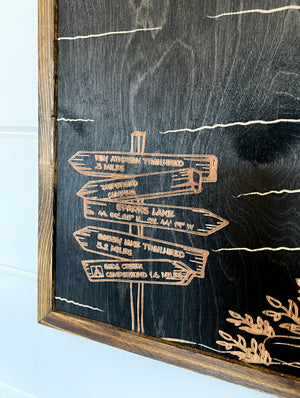 Sparks Lake Hand Sketched Three Piece Set Wooden Artwork