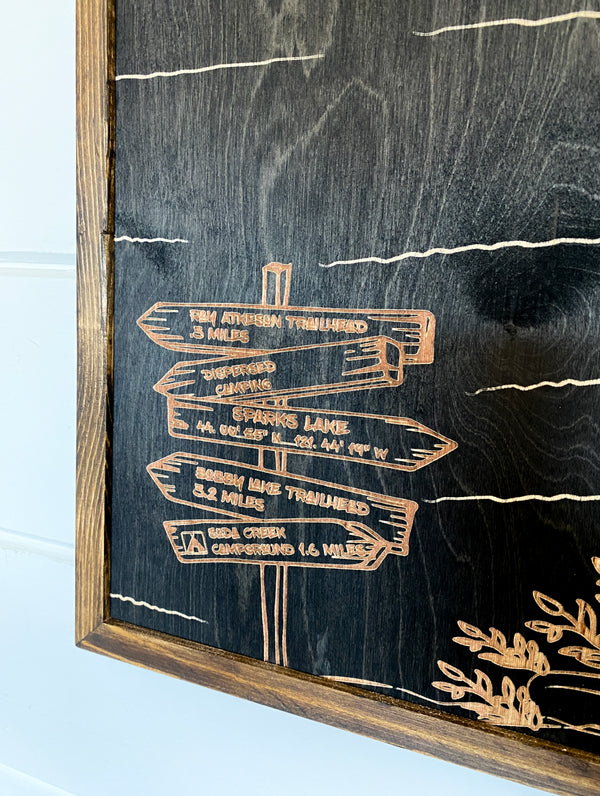 Sparks Lake Hand Sketched Three Piece Set Wooden Artwork