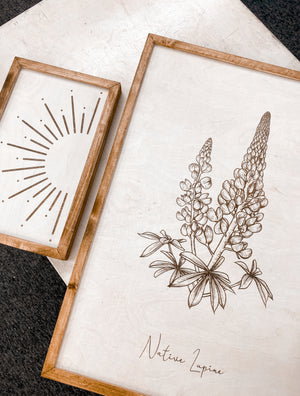 Oregon Flowers Hand Sketched Three Piece Wooden Artwork Set
